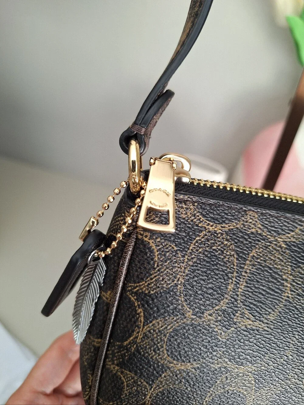 NWT Coach Nolita 19 In Loved Signature Canvas With Charms CDW32 Gold/Brown